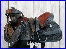 Gaited Western Horse Saddle 15 16 17 18 Pleasure Trail Floral Tooled Leather Set