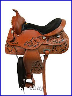 Gaited Western Horse Saddle 18 17 16 15 Floral Tooled Leather Trail Tack Set
