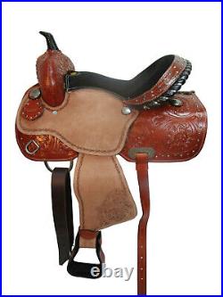 Gaited Western Horse Saddle 18 17 16 15 Pleasure Floral Tooled Leather Trail Set
