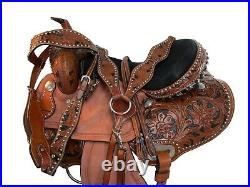 Gaited Western Horse Saddle Pleasure Floral Tooled Leather Tack Set 17 16 15