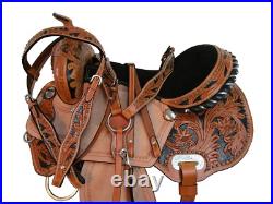 Gaited Western Horse Saddle Pleasure Tooled Leather Trail Tack Set 15 16 17