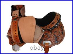 Gaited Western Horse Saddle Pleasure Tooled Leather Trail Tack Set 15 16 17