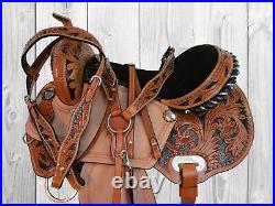 Gaited Western Horse Saddle Pleasure Tooled Leather Trail Tack Set 15 16 17