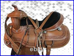 Gaited Western Horse Saddle Trail Pleasure Tooled Leather Tack Set 15 16 17 18