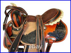 Gaited Western Saddle Pleasure Trail Brown Used Leather Horse Tack Set 15 16 17
