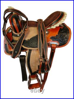 Gaited Western Saddle Pleasure Trail Brown Used Leather Horse Tack Set 15 16 17
