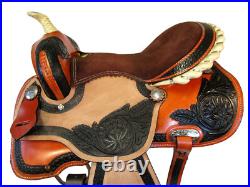 Gaited Western Saddle Pleasure Trail Brown Used Leather Horse Tack Set 15 16 17
