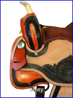 Gaited Western Saddle Pleasure Trail Brown Used Leather Horse Tack Set 15 16 17