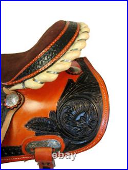 Gaited Western Saddle Pleasure Trail Brown Used Leather Horse Tack Set 15 16 17