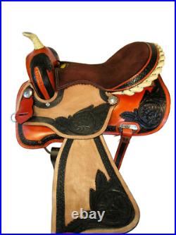 Gaited Western Saddle Pleasure Trail Brown Used Leather Horse Tack Set 15 16 17