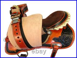 Gaited Western Saddle Pleasure Trail Brown Used Leather Horse Tack Set 15 16 17
