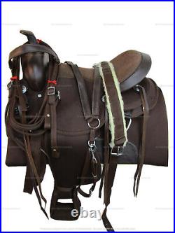 Gaited Western Saddle Synthetic Horse Pleasure Trail Brown Tack Set 15 16 17