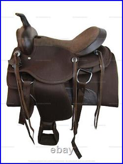 Gaited Western Saddle Synthetic Horse Pleasure Trail Brown Tack Set 15 16 17