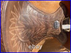 Genuine Billy Cook Rough Out/Tooled Basket Weave Saddle Great Condition Size 14