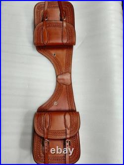 Genuine Leather Horse Saddle Bag Western Equestrian Saddle Pouch Brown Riding