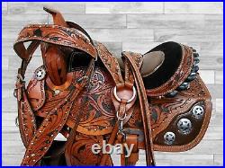 Genuine Leather Kids Youth Western Saddle Pony Trail Tooled Leather Set 12 13 14