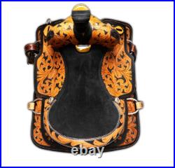 Genuine Leather Western Barrel Racing Trail Horse Saddle Tack Set 10 to 18 Inch