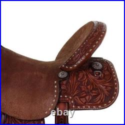 Genuine Leather Western Hand Carved Tooled Saddle With Complete Tack Set