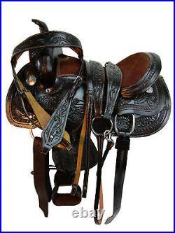 Genuine Leather Western Youth Kids Barrel Racing Saddle 10 12 13 Brown Tack Set