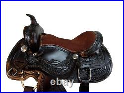 Genuine Leather Western Youth Kids Barrel Racing Saddle 10 12 13 Brown Tack Set