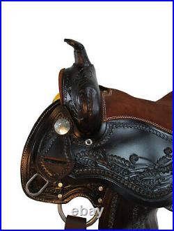 Genuine Leather Western Youth Kids Barrel Racing Saddle 10 12 13 Brown Tack Set