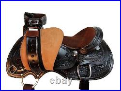 Genuine Leather Western Youth Kids Barrel Racing Saddle 10 12 13 Brown Tack Set