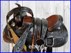 Genuine Leather Western Youth Kids Barrel Racing Saddle 10 12 13 Brown Tack Set