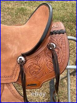 Genuine New Western Leather Youth Child Horse Pony Ranch Saddle Floral Tooled