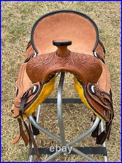 Genuine New Western Leather Youth Child Horse Pony Ranch Saddle Floral Tooled