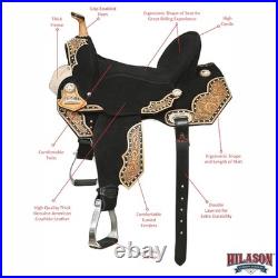 HILASON Flex Tree Western Horse Floral Trail Barrel American Leather Saddle
