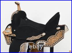 HILASON Flex Tree Western Horse Floral Trail Barrel American Leather Saddle