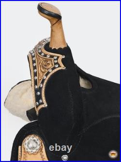 HILASON Flex Tree Western Horse Floral Trail Barrel American Leather Saddle