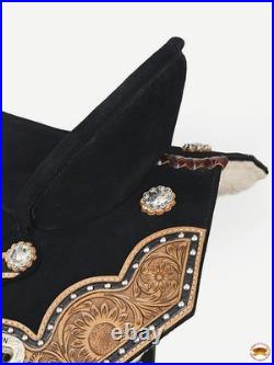 HILASON Flex Tree Western Horse Floral Trail Barrel American Leather Saddle