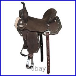 HILASON Flex Tree Western Horse Saddle in American Leather Barrel Trail for