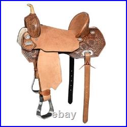 HILASON Flex Tree Western Horse Saddle in American Leather Barrel Trail for