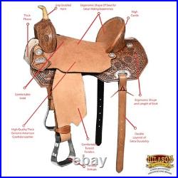 HILASON Flex Tree Western Horse Saddle in American Leather Barrel Trail for