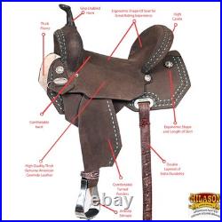 HILASON Flex Tree Western Horse Saddle in American Leather Barrel Trail for