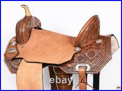 HILASON Flex Tree Western Horse Saddle in American Leather Barrel Trail for