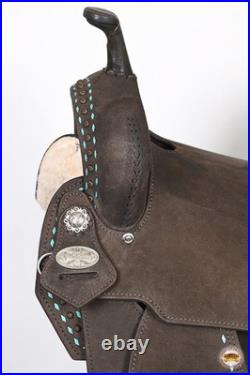 HILASON Flex Tree Western Horse Saddle in American Leather Barrel Trail for