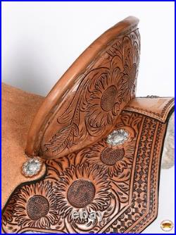 HILASON Flex Tree Western Horse Saddle in American Leather Barrel Trail for