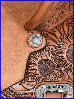 HILASON Flex Tree Western Horse Saddle in American Leather Barrel Trail for