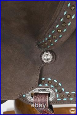 HILASON Flex Tree Western Horse Saddle in American Leather Barrel Trail for