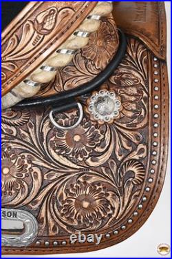 HILASON Treeless Western Trail Barrel Racing American Leather Saddle Dark Brown