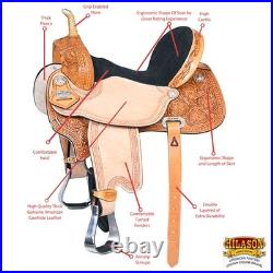 HILASON Western Horse Saddle American Leather Barrel Flex Tree Trail for