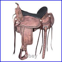 HILASON Western Horse Saddle American Leather Flex Tree Trail & Pleasure Rough