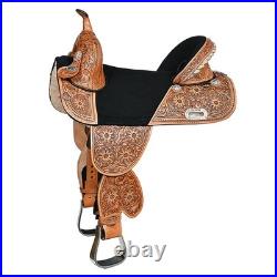 HILASON Western Horse Saddle Treeless Trail Barrel Leather Sun Flower for