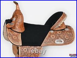 HILASON Western Horse Saddle Treeless Trail Barrel Leather Sun Flower for