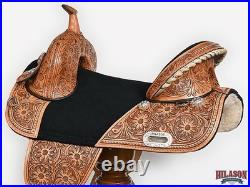HILASON Western Horse Saddle Treeless Trail Barrel Leather Sun Flower for