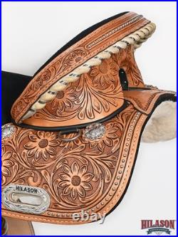 HILASON Western Horse Saddle Treeless Trail Barrel Leather Sun Flower for