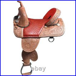 HILASON Western Horse Treeless Trail Barrel Racing American Leather Saddle